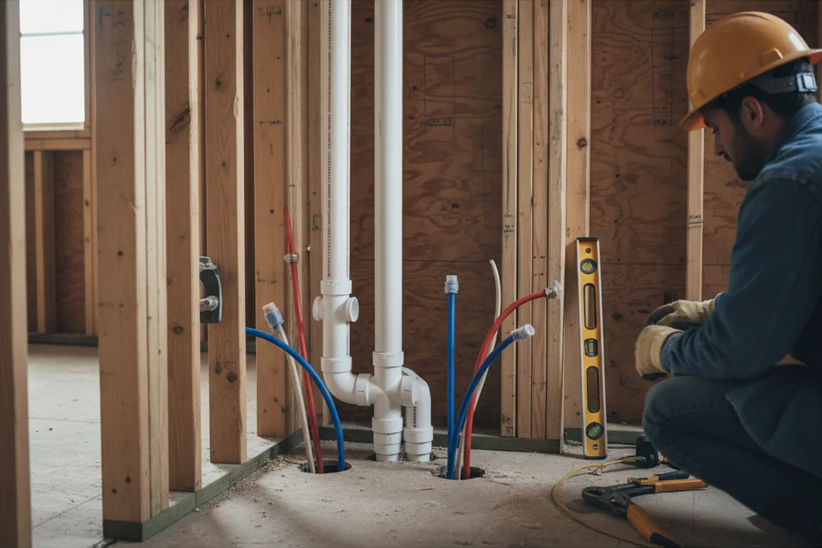 Drain and supply rough-in during Sump Pump Repair in Pulaski